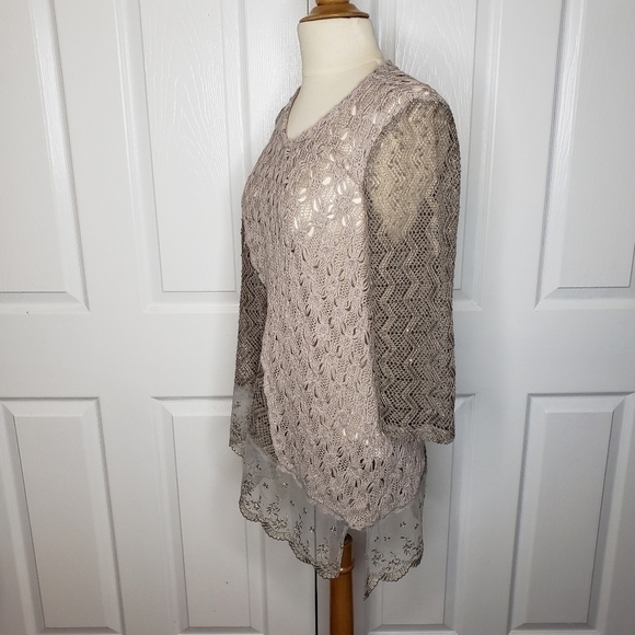 Chicos Nora Texture Mix Modern Pullover Top Sweater Asymmetrical Hem Small 1 - Picture 6 of 16